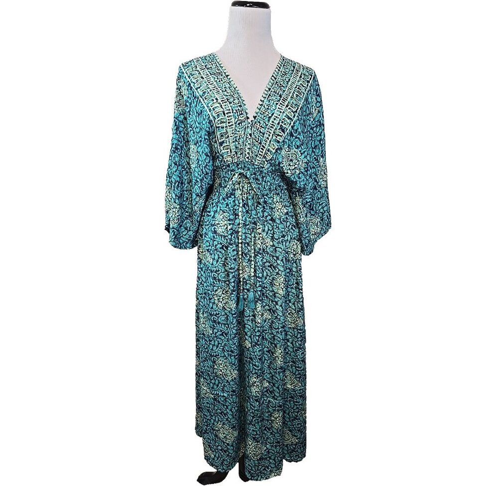 Midi Dress Open Back with‎ tassel tie Kimono Sleeves Size S - Size L New
